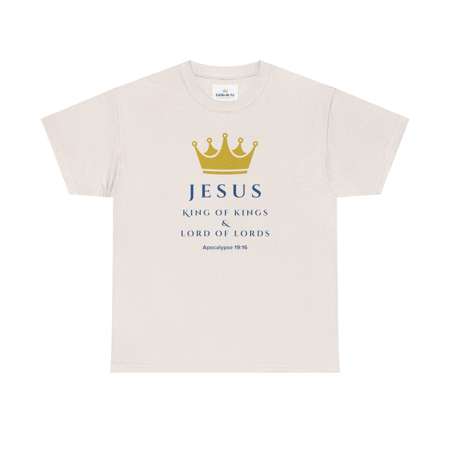 Camiseta Unisex de Algodón Grueso con Temática de Fe | Diseño "Jesús, Rey de Reyes"