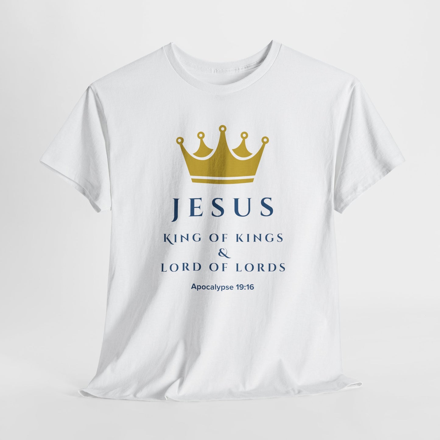 Camiseta Unisex de Algodón Grueso con Temática de Fe | Diseño "Jesús, Rey de Reyes"