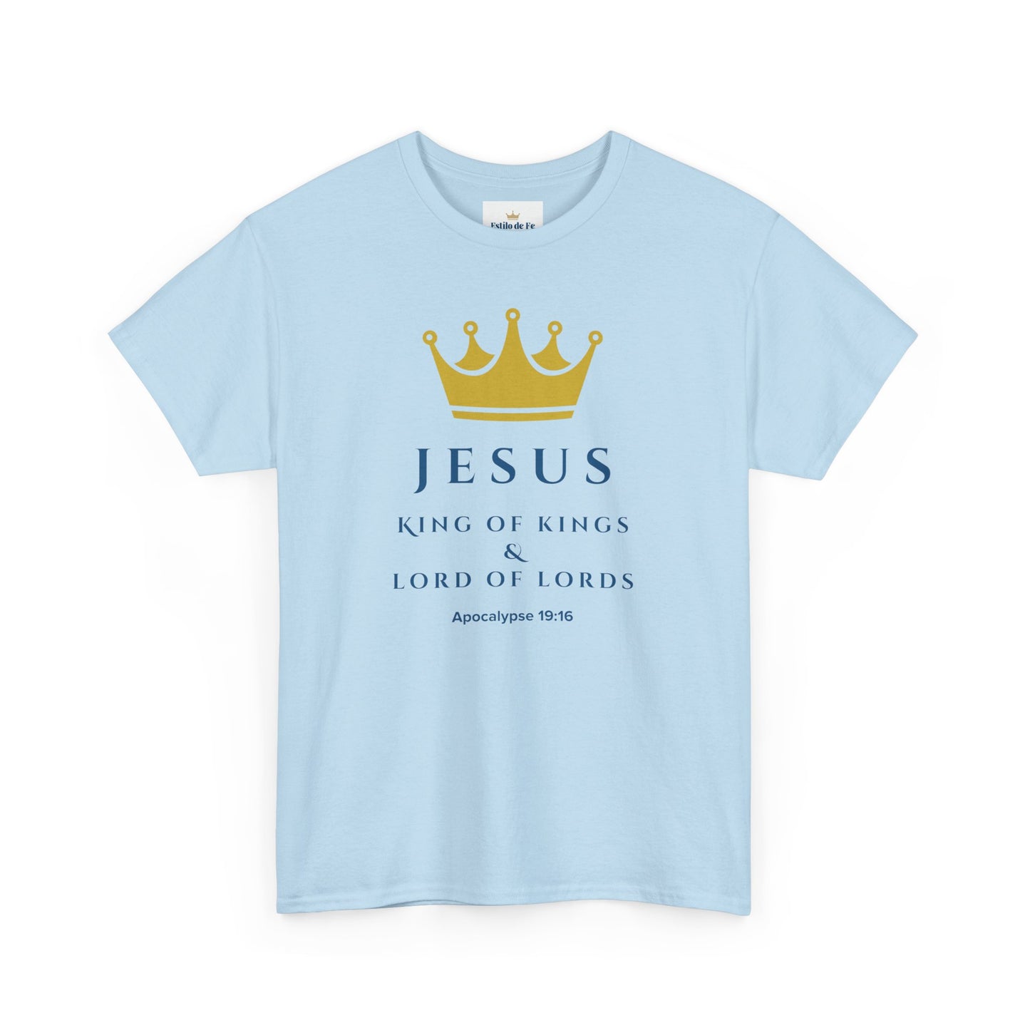 Camiseta Unisex de Algodón Grueso con Temática de Fe | Diseño "Jesús, Rey de Reyes"