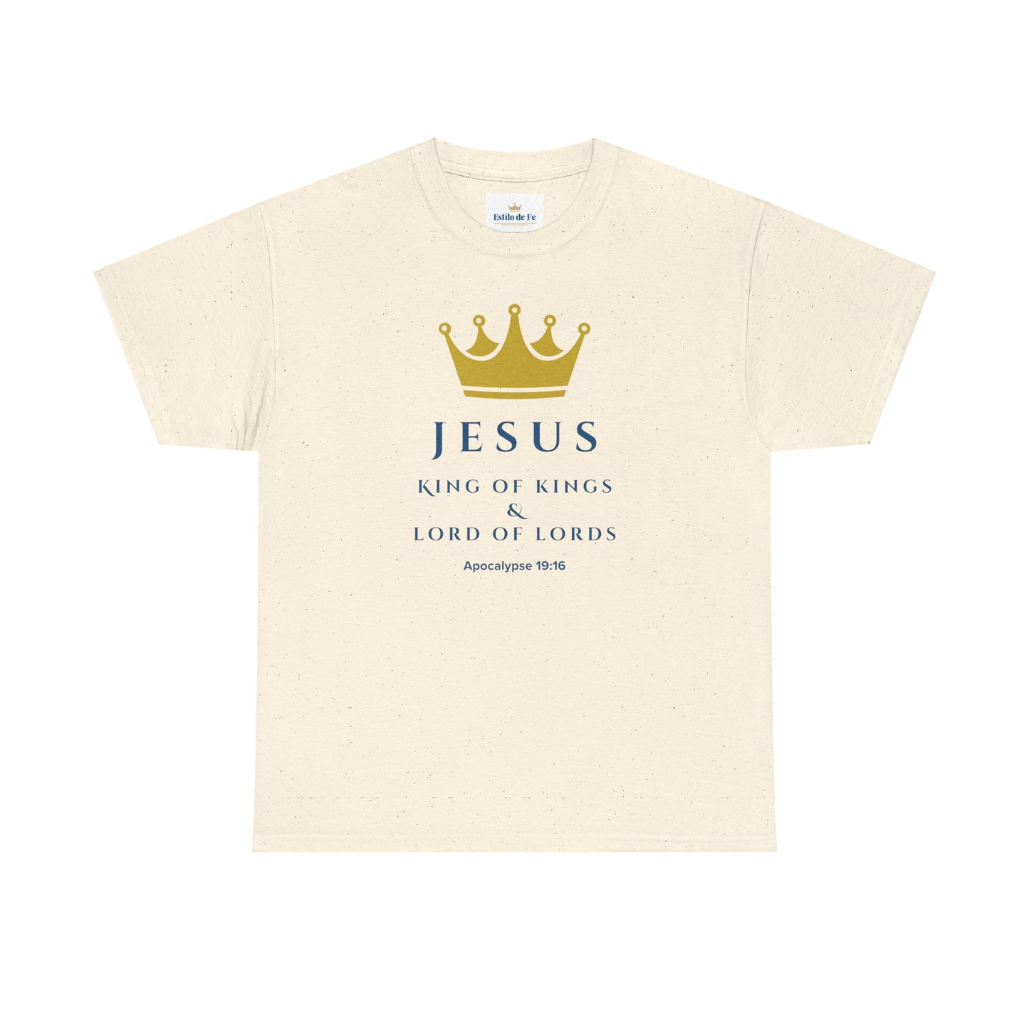 Camiseta Unisex de Algodón Grueso con Temática de Fe | Diseño "Jesús, Rey de Reyes"