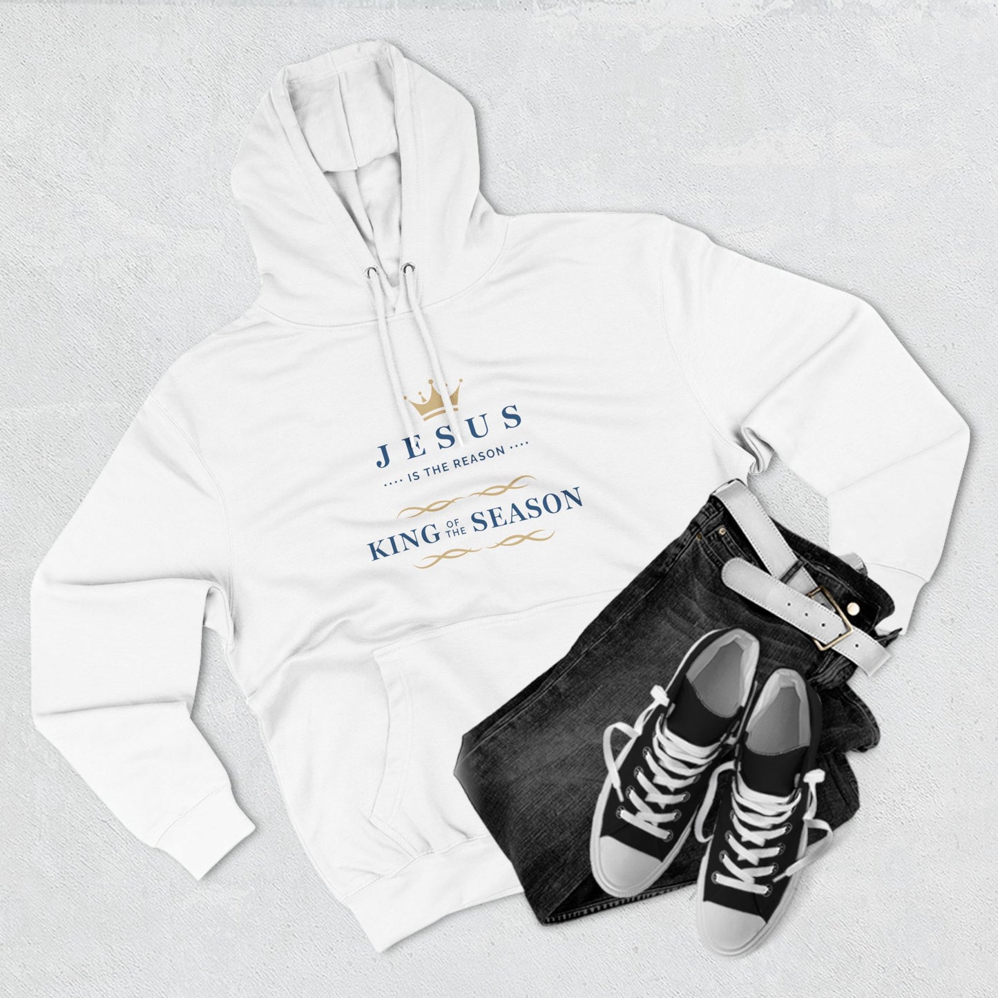 Hoodie Blanco - Jesus es la Razon - Elegante Regalo Navidad (Impresion Ingles - Jesus is the Reason)