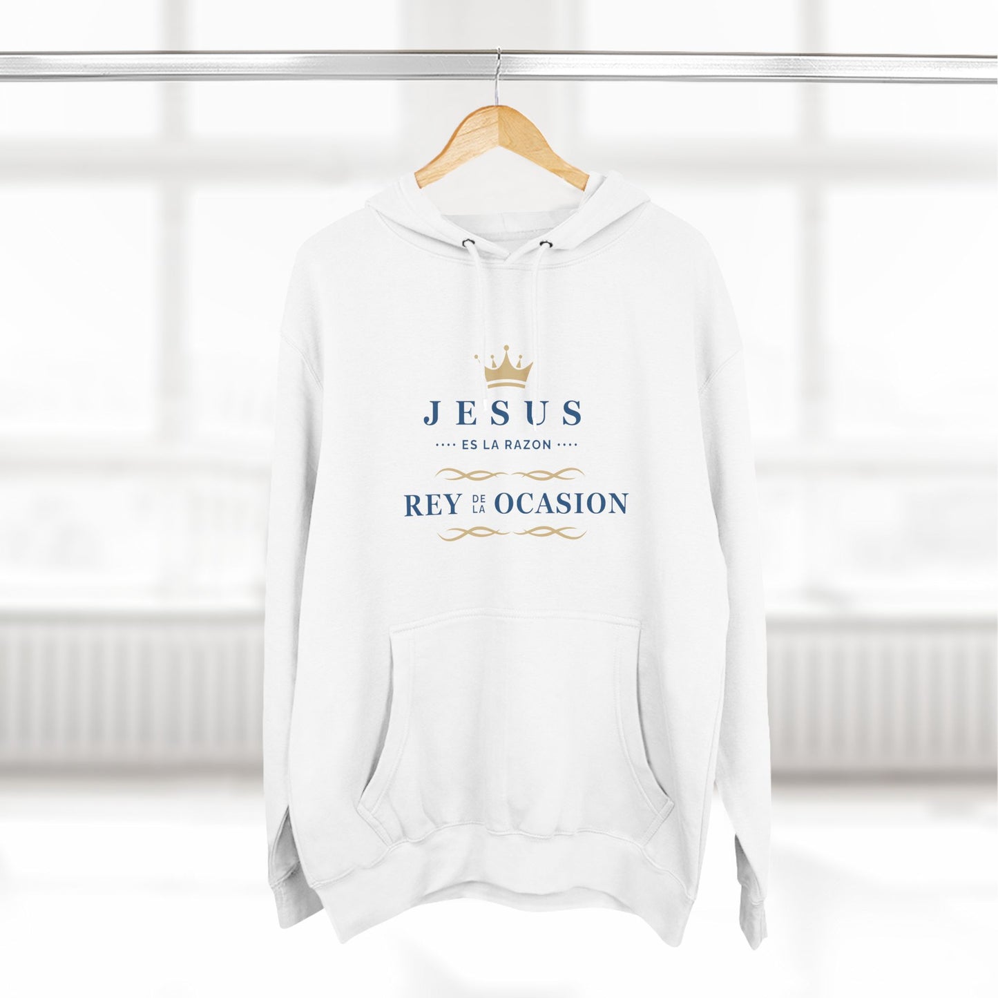 Hoodie Blanco - Jesus es la Razon - Elegante Regalo Navidad