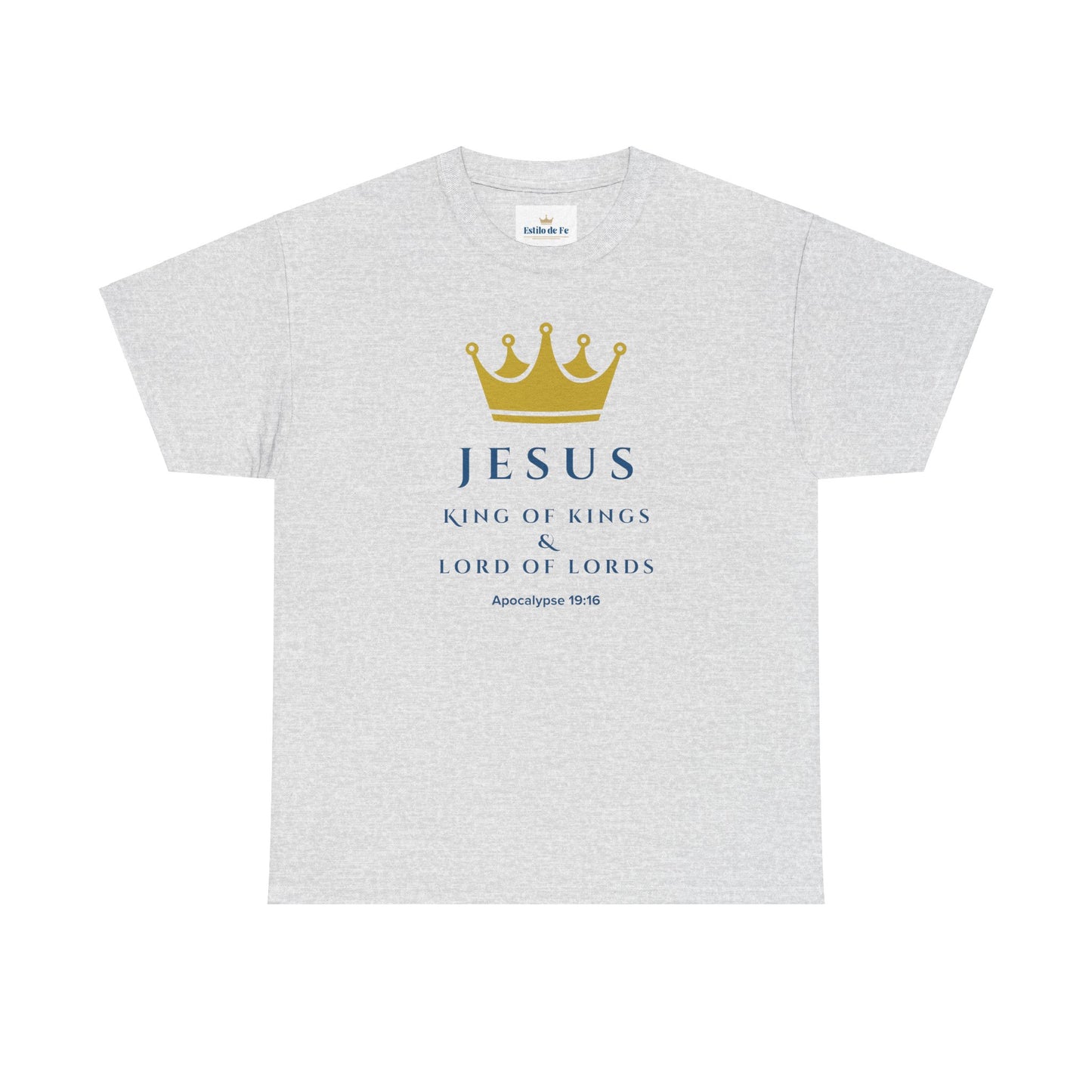 Camiseta Unisex de Algodón Grueso con Temática de Fe | Diseño "Jesús, Rey de Reyes"